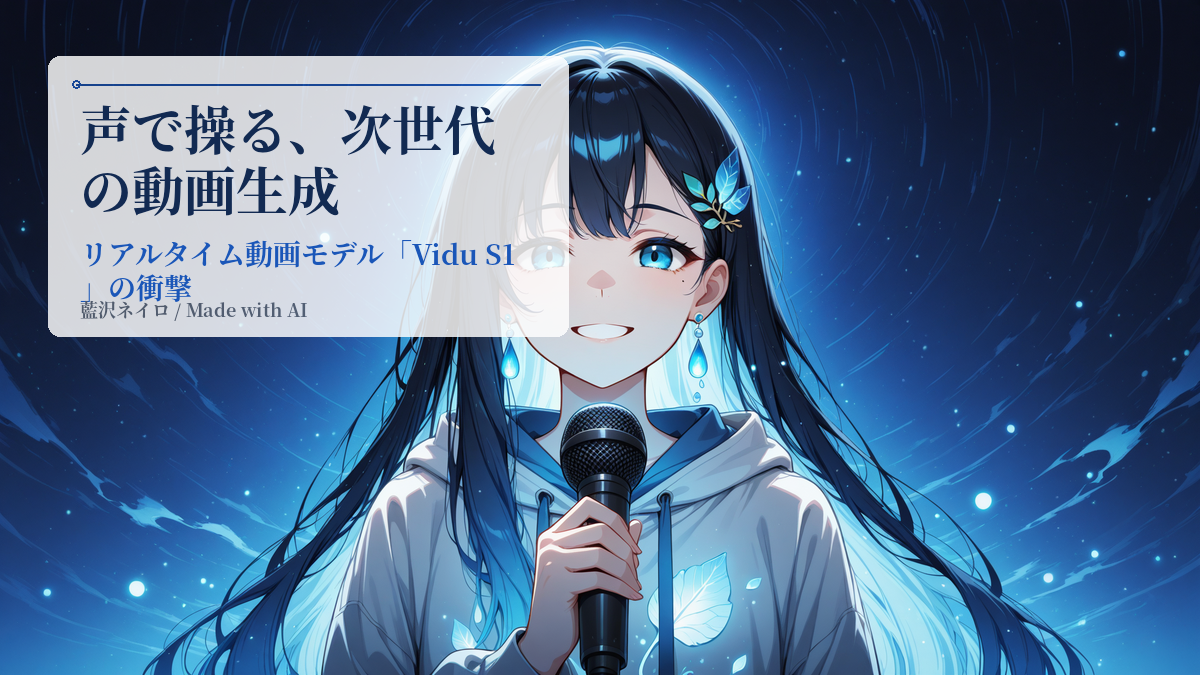 声で動画を操る「Vidu S1」——今できること・まだできないこと